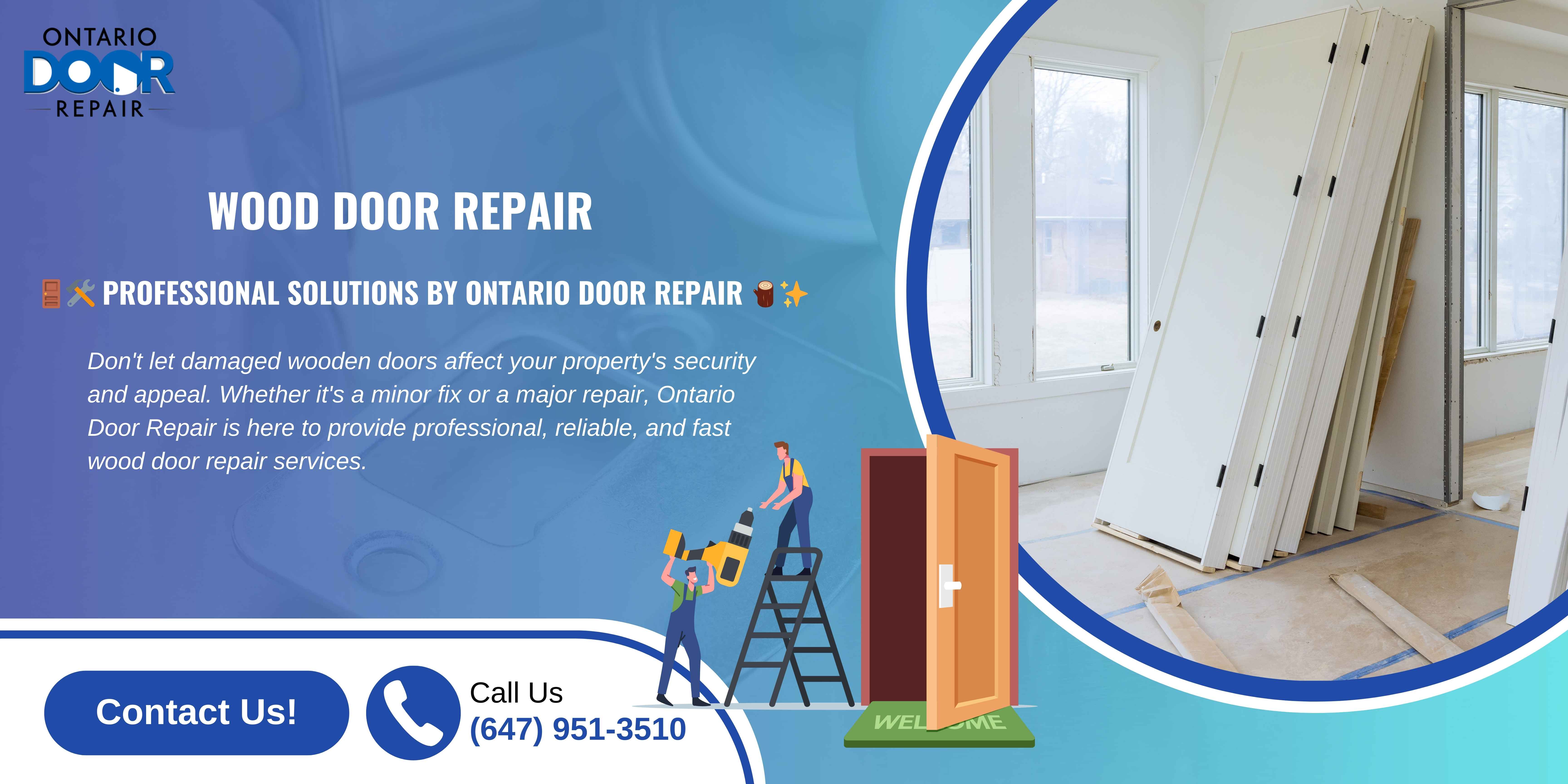 Wood door and frame repair by Ontario Door Repair technicians in the GTA