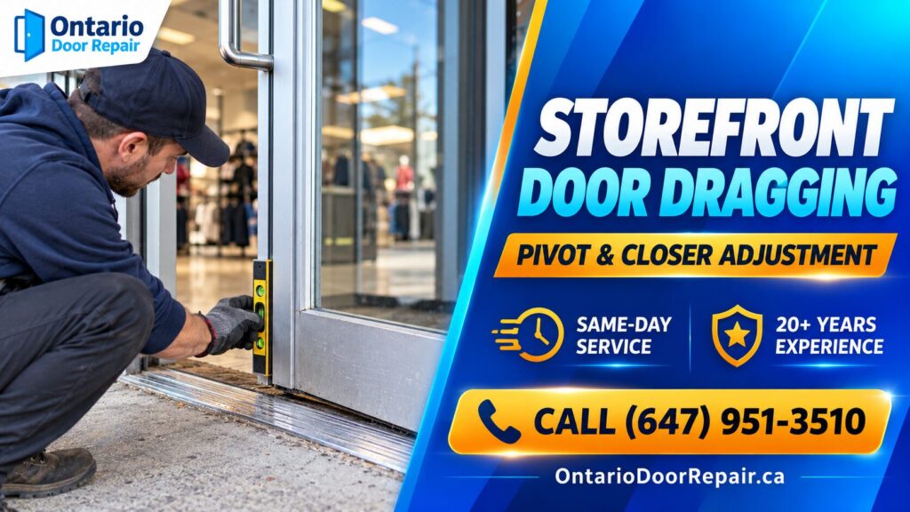 Storefront door dragging and rubbing, Toronto