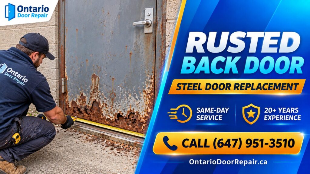 Rusted steel door repair in Toronto