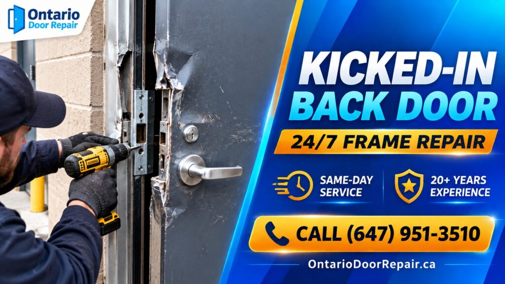 Kicked-in commercial back door, Toronto