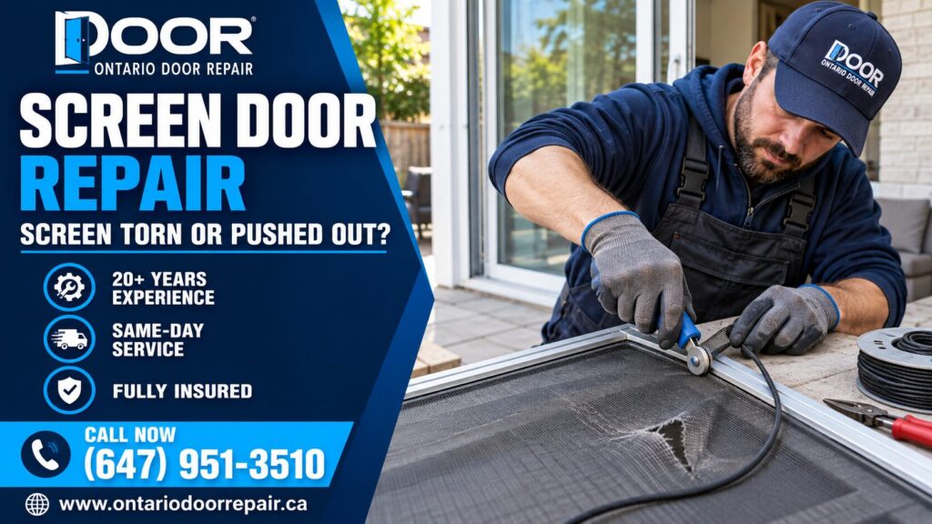 Screen door repair in Toronto - torn or pushed-out screen