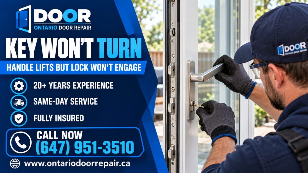 Key won't turn - handle lifts but multi-point lock won't engage