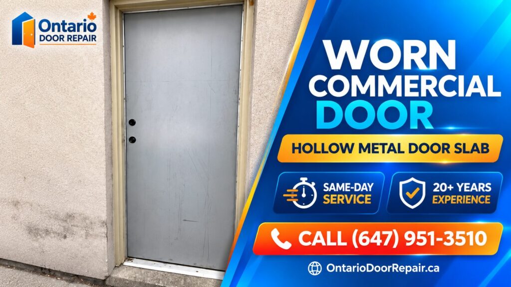 Worn Commercial Door Worn commercial door - hollow metal door slab replacement in Toronto