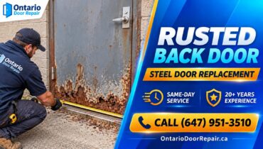 Rusted steel back door - steel door replacement in Toronto