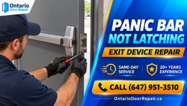 Panic bar not latching - exit device repair in Toronto